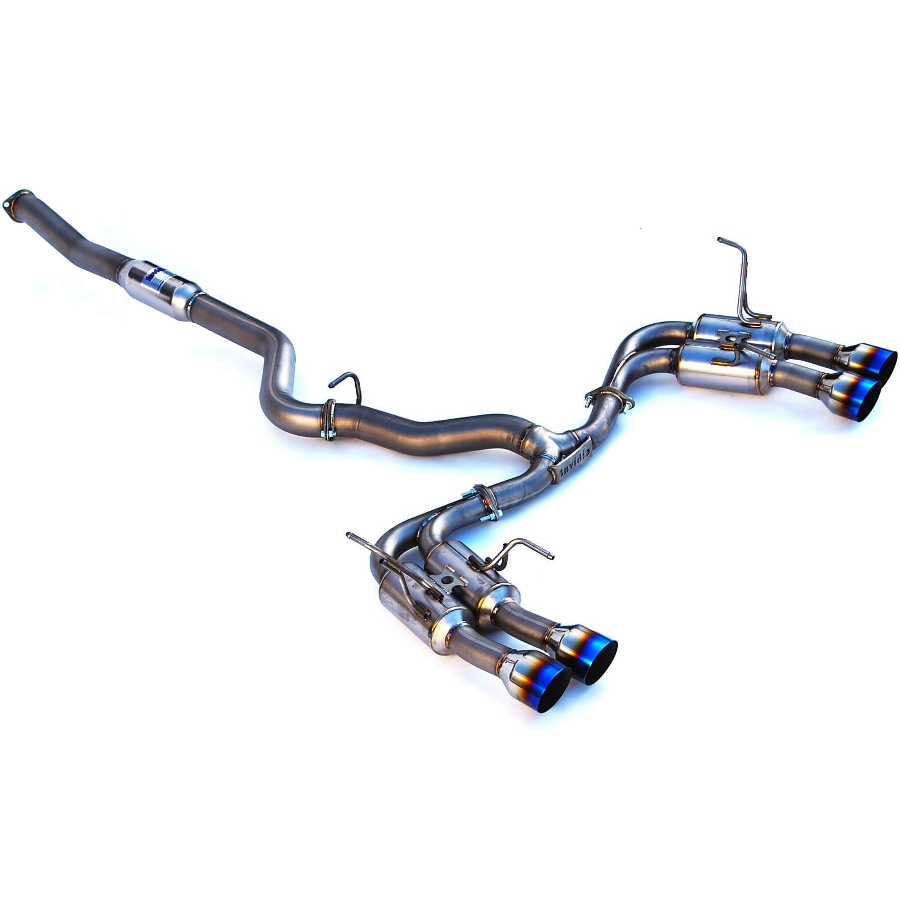 Invidia Full Titanium Gemini R400 Cat-Back Exhaust w/ Quad 101mm Tips, 2015-2021 WRX & STi - Angle 3