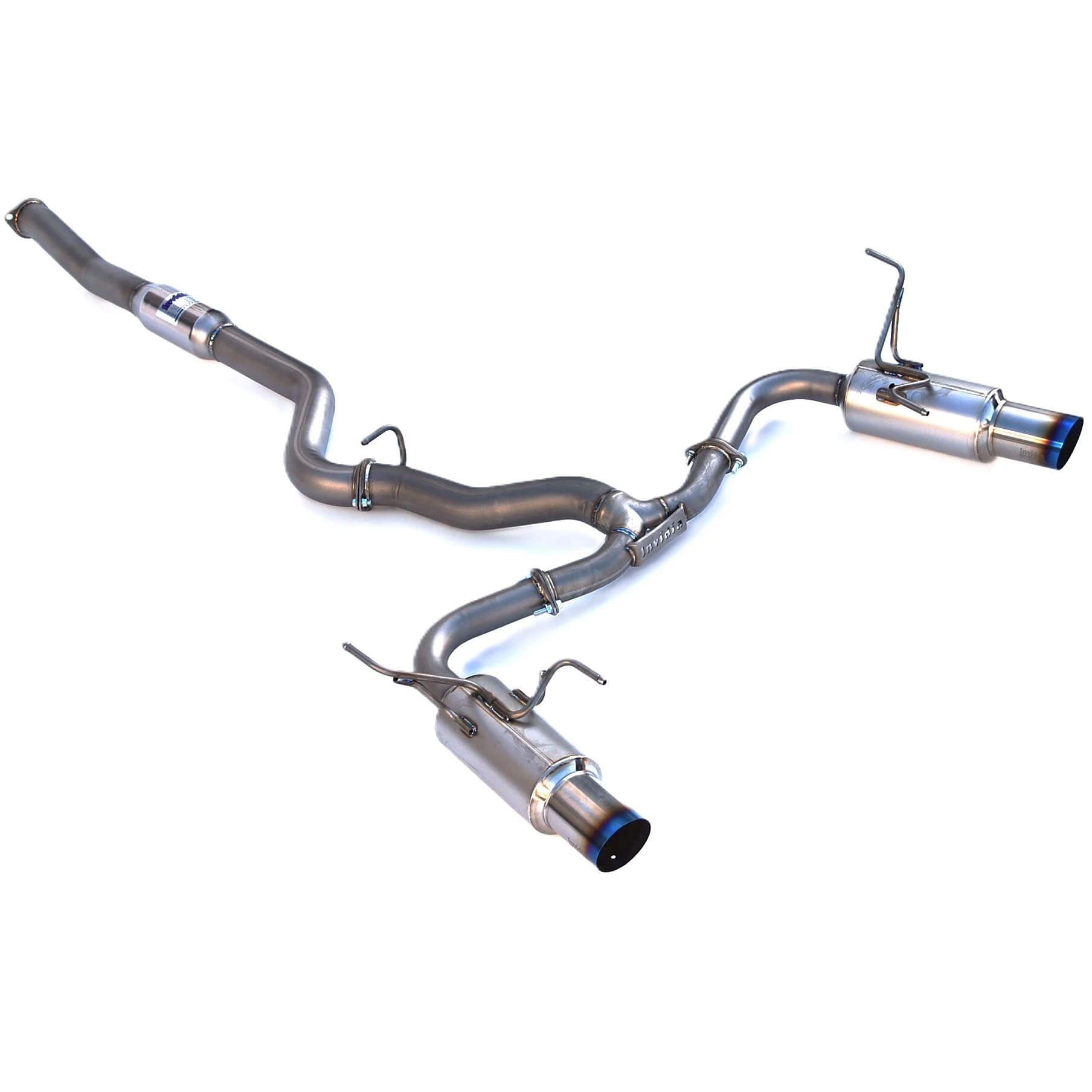 Invidia Full Titanium N1 Cat-Back Exhaust w/ Dual 101mm Tips, 2008-2014 WRX & 2011-2014 STi (Sedan) - Angle 2