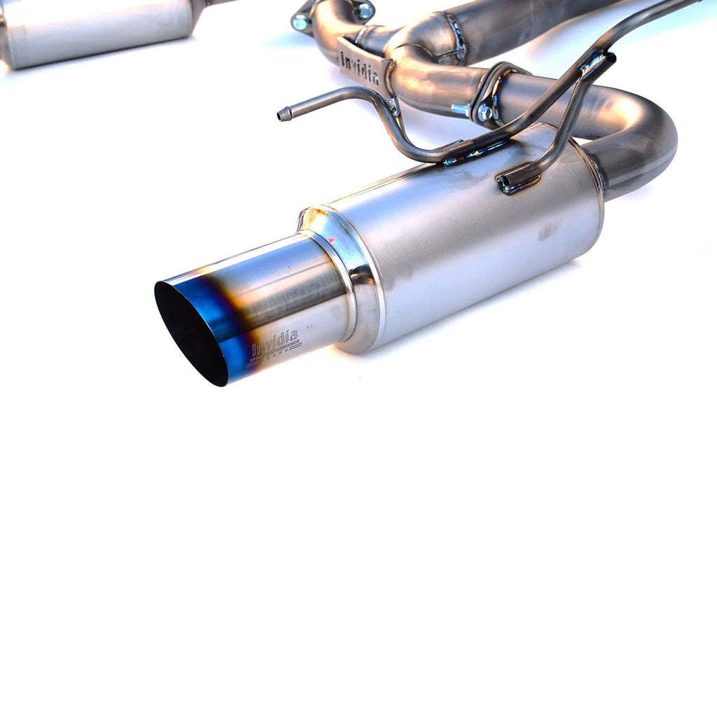 Invidia Full Titanium N1 Cat-Back Exhaust w/ Dual 101mm Tips, 2008-2014 WRX & 2011-2014 STi (Sedan) - Angle 5