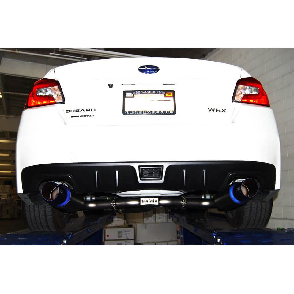 Invidia Full Titanium N1 Cat-Back Exhaust w/ Dual 101mm Tips, 2008-2014 WRX & 2011-2014 STi (Sedan) - Angle 6