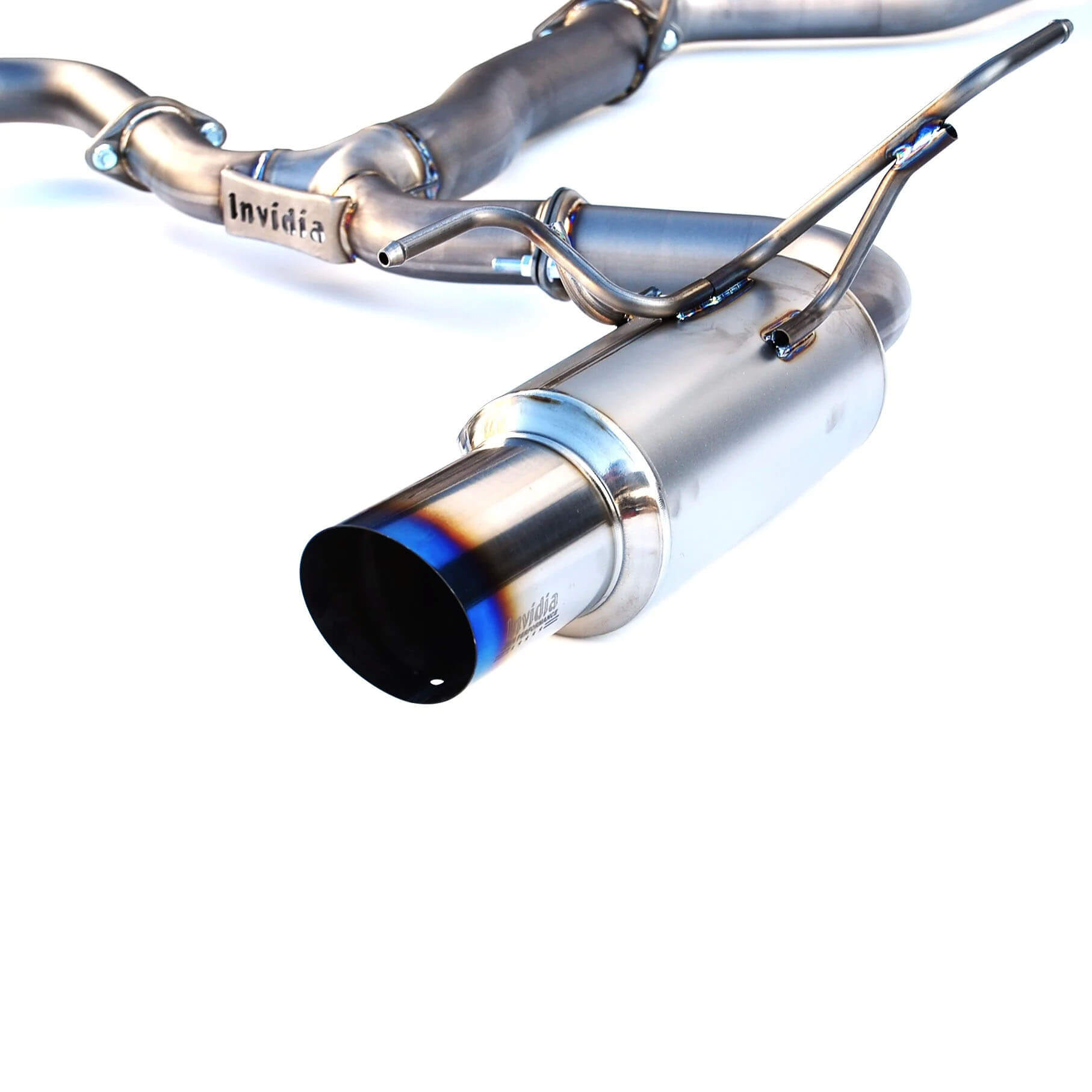 Invidia Full Titanium N1 Cat-Back Exhaust w/ Dual 101mm Tips, 2015-2021 WRX & STi - Angle 4