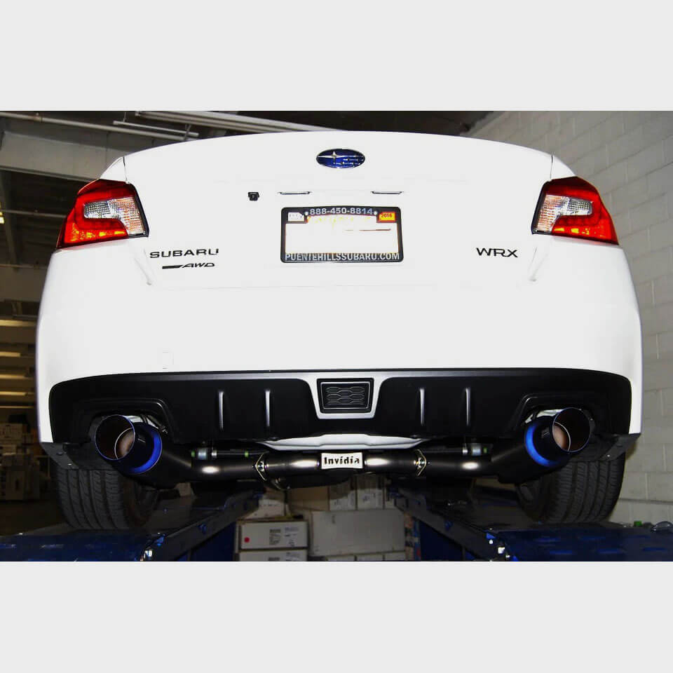 Invidia Full Titanium N1 Cat-Back Exhaust w/ Dual 101mm Tips, 2015-2021 WRX & STi - Angle 5