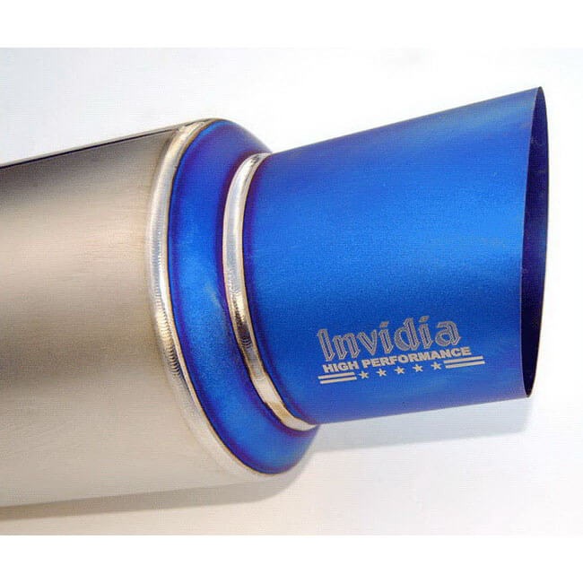 Invidia Full Titanium Racing Cat-Back Exhaust System w/ Single 101mm Tip, 2008-2015 EVO X - Angle 2