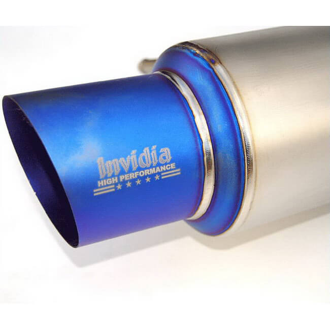 Invidia Full Titanium Racing Cat-Back Exhaust w/ Single 101mm Tip, 2002-2007 WRX & 2004-2007 STi - Angle 2