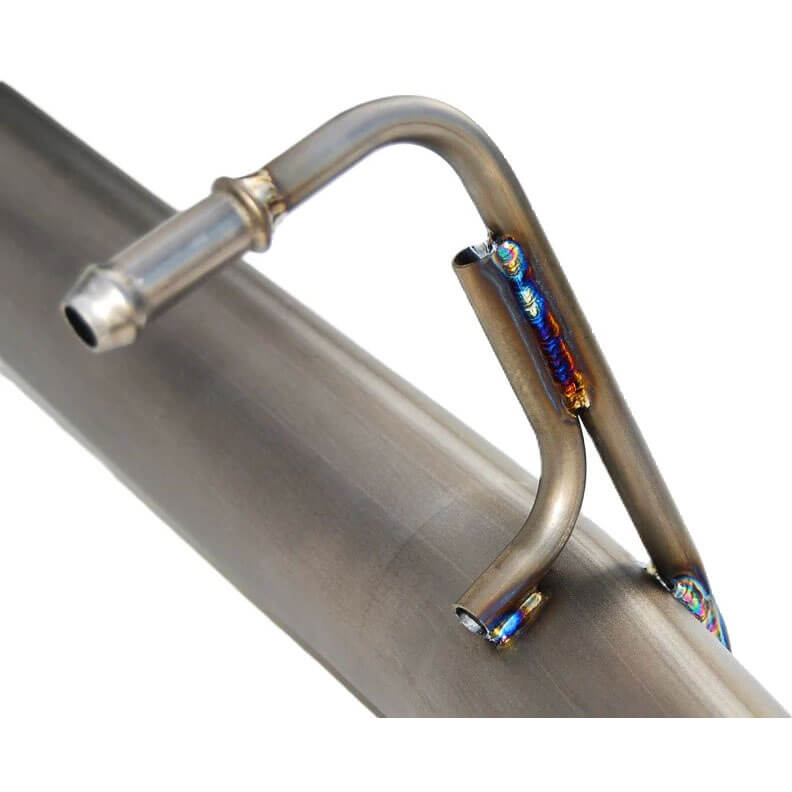 Invidia Full Titanium Racing Cat-Back Exhaust w/ Single 101mm Tip, 2008-2014 WRX & STI (Hatch) - Angle 3