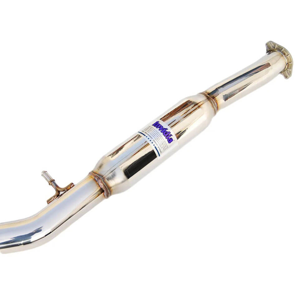 Invidia G200 Cat-Back Exhaust System w/ Rolled 110mm SS Tip, 2004-2008 Forester XT - Angle 2