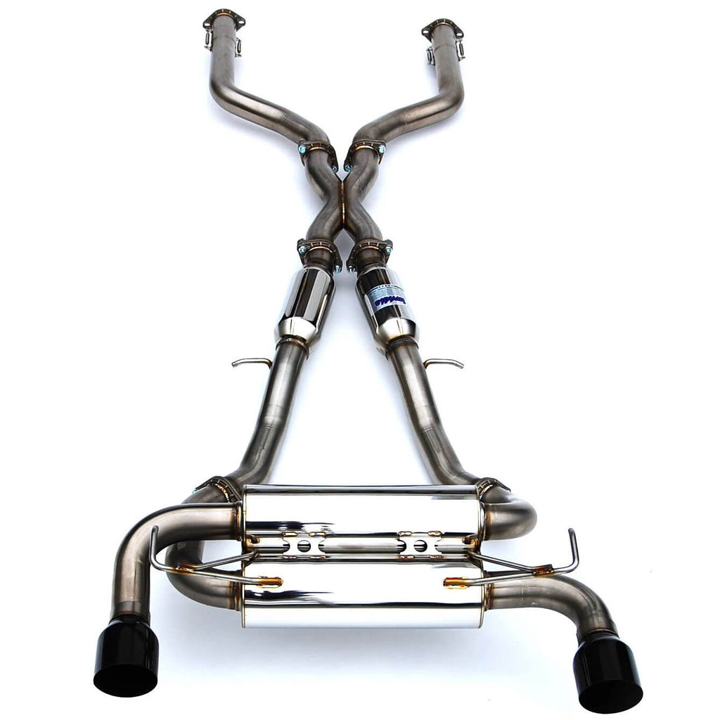 Invidia Gemini Cat-Back Exhaust System w/ Single-Layer 110mm Black Tips, 2023-2025 Nissan Z - Angle 2