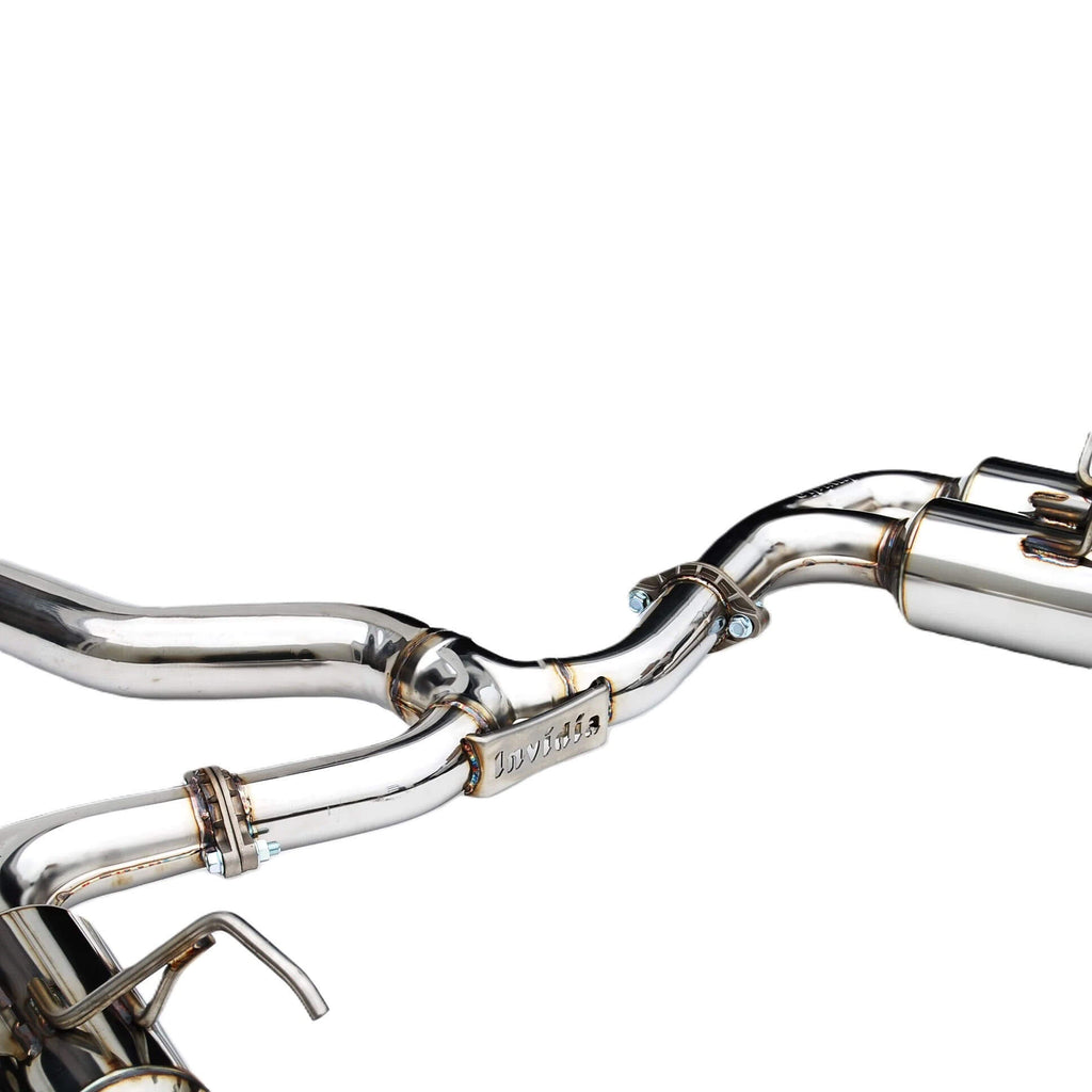 Invidia Gemini Cat-Back Exhaust w/ Quad 101mm Black Tips, 2022-2026 WRX - Angle 3