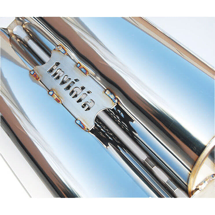 Invidia Gemini Cat-Back Exhaust w/ Single-Layer 101mm Ti Tips, 2009-2020 370Z - Angle 3