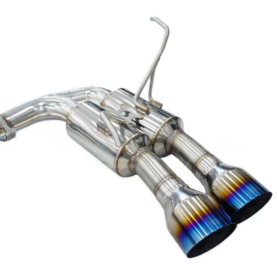 Invidia Gemini R400 Cat-Back Exhaust System w/ Quad 101mm Ti Tips, 2022-2026 WRX - Angle 2