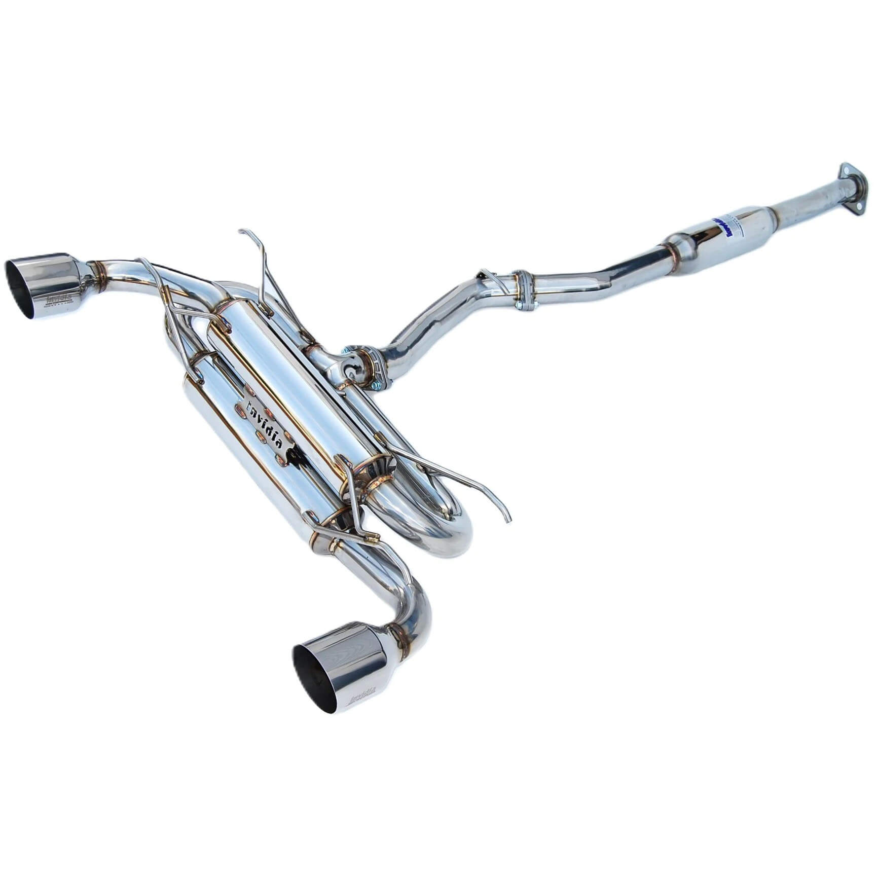 Invidia Gemini R400 Cat-Back Exhaust w/ Dual Single-Layer 101mm SS Tips, 2013-2020 BRZ/FR-S/86 - Angle 2