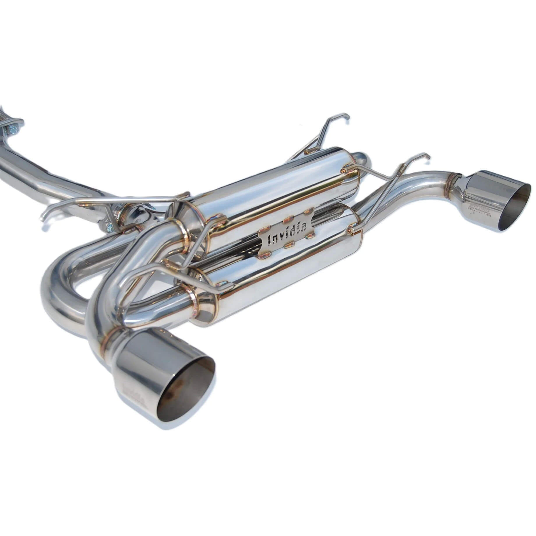 Invidia Gemini R400 Cat-Back Exhaust w/ Dual Single-Layer 101mm SS Tips, 2013-2020 BRZ/FR-S/86 - Angle 3