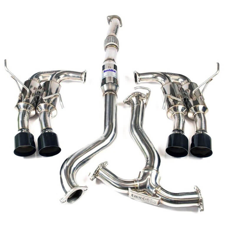 Invidia Gemini R400 Cat-Back Exhaust w/ Quad Single-Layer 101mm Black Tips, 2015-2021 STi & WRX