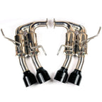 Invidia Gemini R400 Cat-Back Exhaust w/ Quad Single-Layer 101mm Black Tips, 2015-2021 STi & WRX - Angle 3