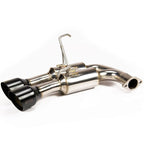 Invidia Gemini R400 Cat-Back Exhaust w/ Quad Single-Layer 101mm Black Tips, 2015-2021 STi & WRX - Angle 4