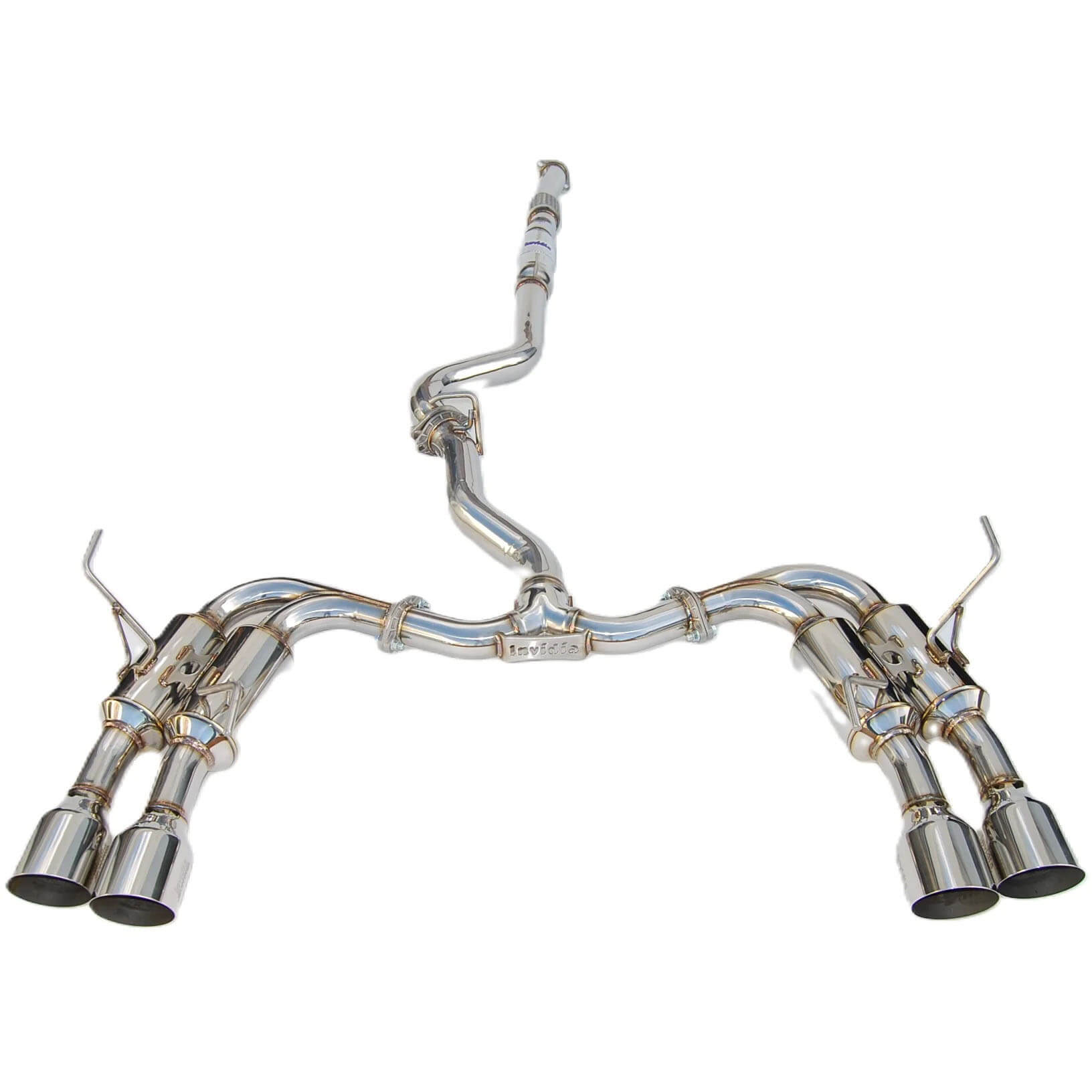 Invidia Gemini R400 Cat-Back Exhaust w/ Quad Single-Layer 101mm SS Tips, 2011-2014 WRX & STi (Sedan)