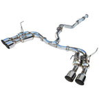 Invidia Gemini R400 Cat-Back Exhaust w/ Quad Single-Layer 101mm SS Tips, 2011-2014 WRX & STi (Sedan) - Angle 2