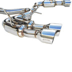 Invidia Gemini R400 Cat-Back Exhaust w/ Quad Single-Layer 101mm SS Tips, 2011-2014 WRX & STi (Sedan) - Angle 3