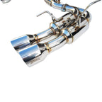 Invidia Gemini R400 Cat-Back Exhaust w/ Quad Single-Layer 101mm SS Tips, 2015-2021 WRX & STi - Angle 3