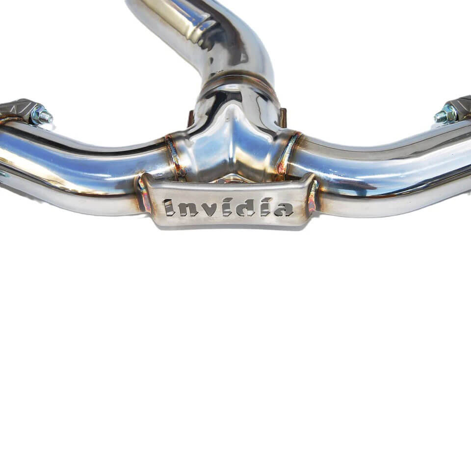 Invidia Gemini R400 Cat-Back Exhaust w/ Quad Single-Layer 101mm SS Tips, 2015-2021 WRX & STi - Angle 6