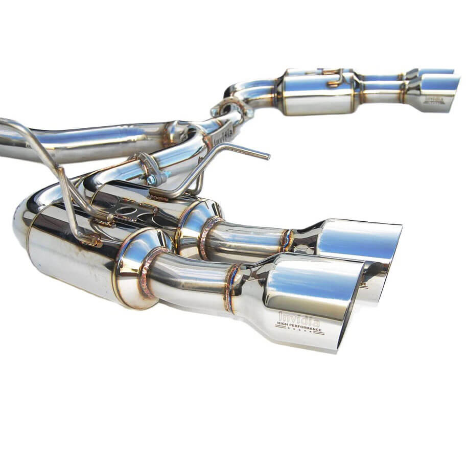 Invidia Gemini R400 Cat-Back Exhaust w/ Quad Single-Layer 101mm SS Tips, 2015-2021 WRX & STi - Angle 7