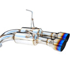 Invidia Gemini R400 Cat-Back Exhaust w/ Quad Single-Layer 101mm Ti Tips, 2011-2014 WRX & STi (Sedan) - Angle 3