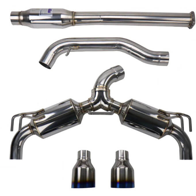 Invidia N1 Cat-Back Dual Exhaust System w/ Single-Layer 101mm Ti Tips, 2008-2015 EVO X - Angle 2