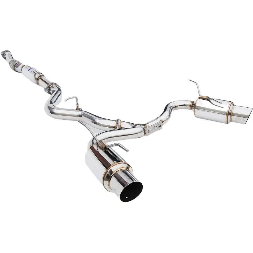 Invidia N1 Cat-Back Exhaust w/ Dual 101mm SS Tips, 2008-2014 STi & 2011-2014 WRX (Hatch) - Angle 2