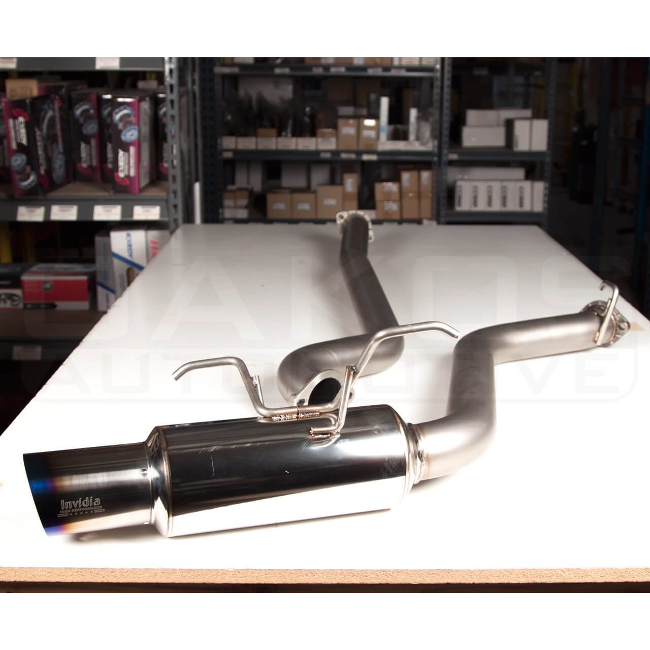 Invidia N1 Cat-Back Exhaust w/ Single Bead Blasted 101mm Ti Tip, 2015-2021 WRX & STi - Angle 2