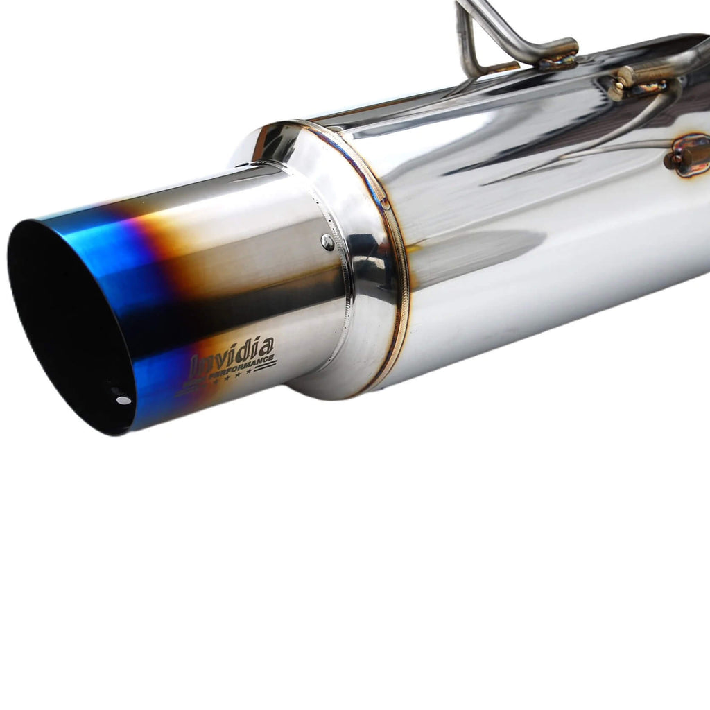 Invidia N1 Cat-Back Exhaust w/ Single Bead Blasted 101mm Ti Tip, 2015-2021 WRX & STi - Angle 7
