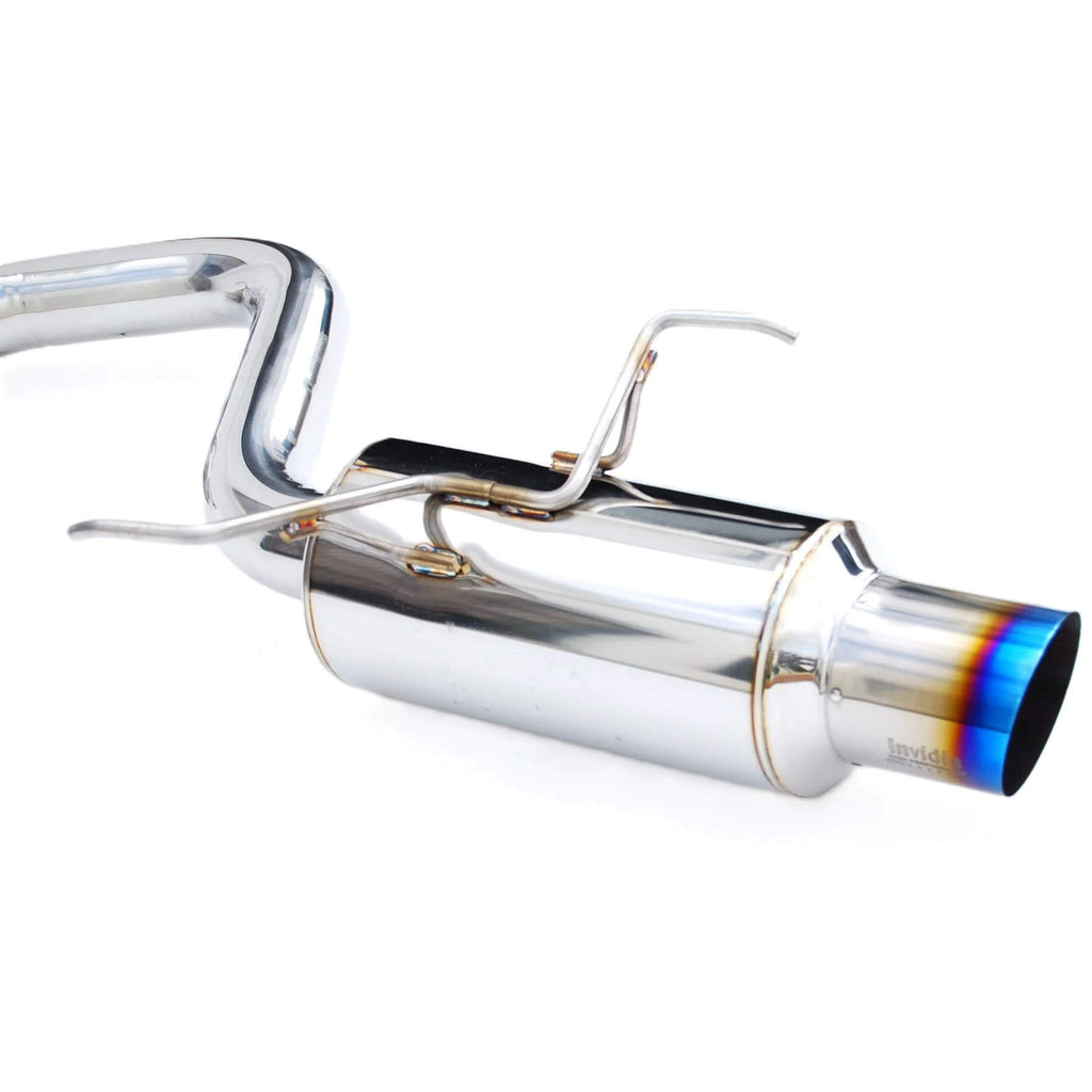 Invidia N1 Racing Cat-Back Exhaust System w/ Single 101mm Burnt Ti Tip, 2022-2026 WRX - Angle 3