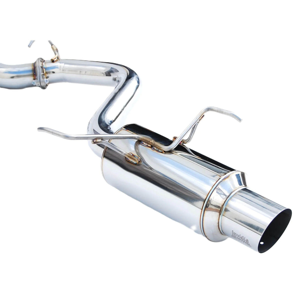 Invidia N1 Racing Cat-Back Exhaust System w/ Single 101mm SS Tip, 2022-2026 WRX - Angle 3