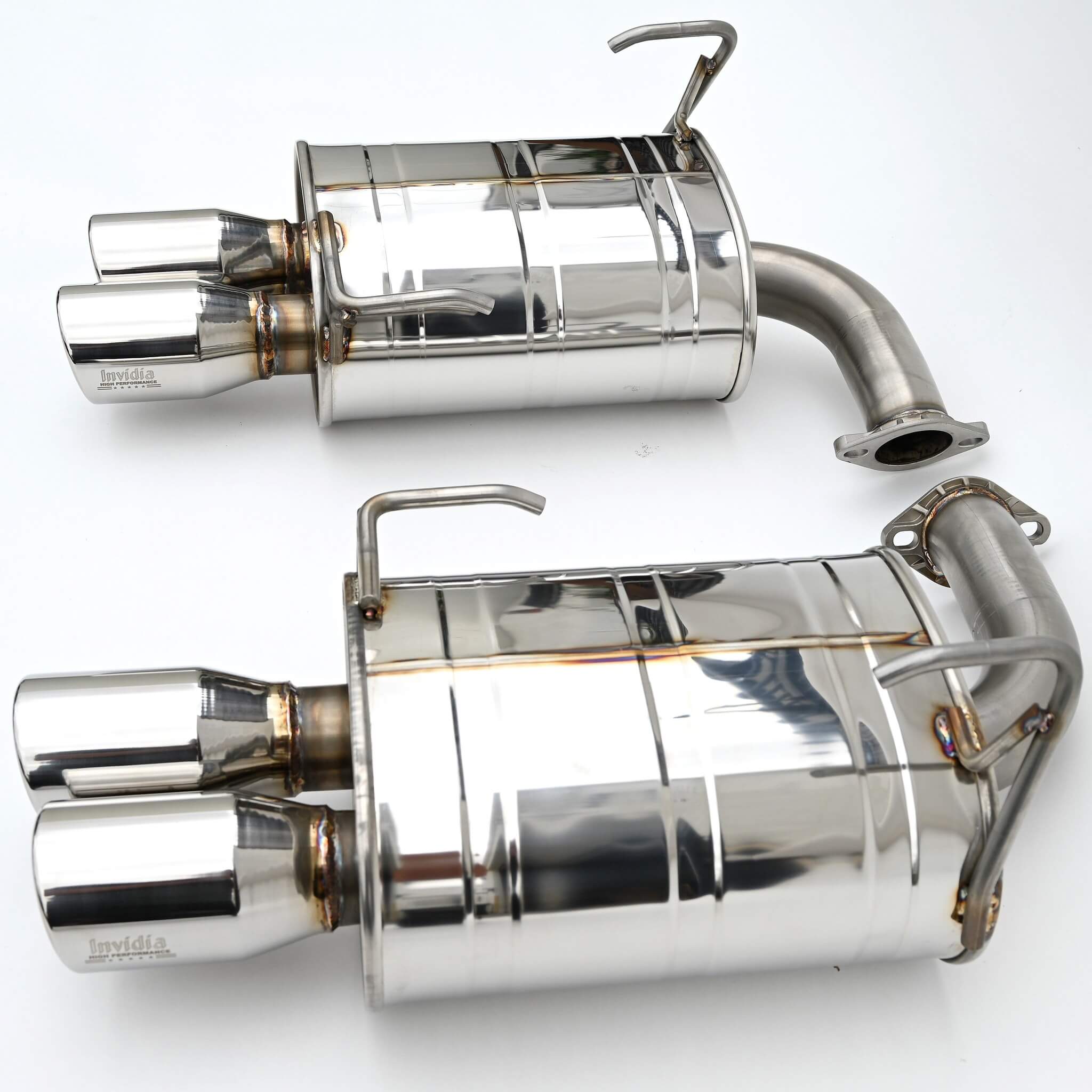 Invidia Q300 Axle-Back Exhaust System w/ Rolled 89mm SS Tips, 2022-2026 WRX - Angle 2