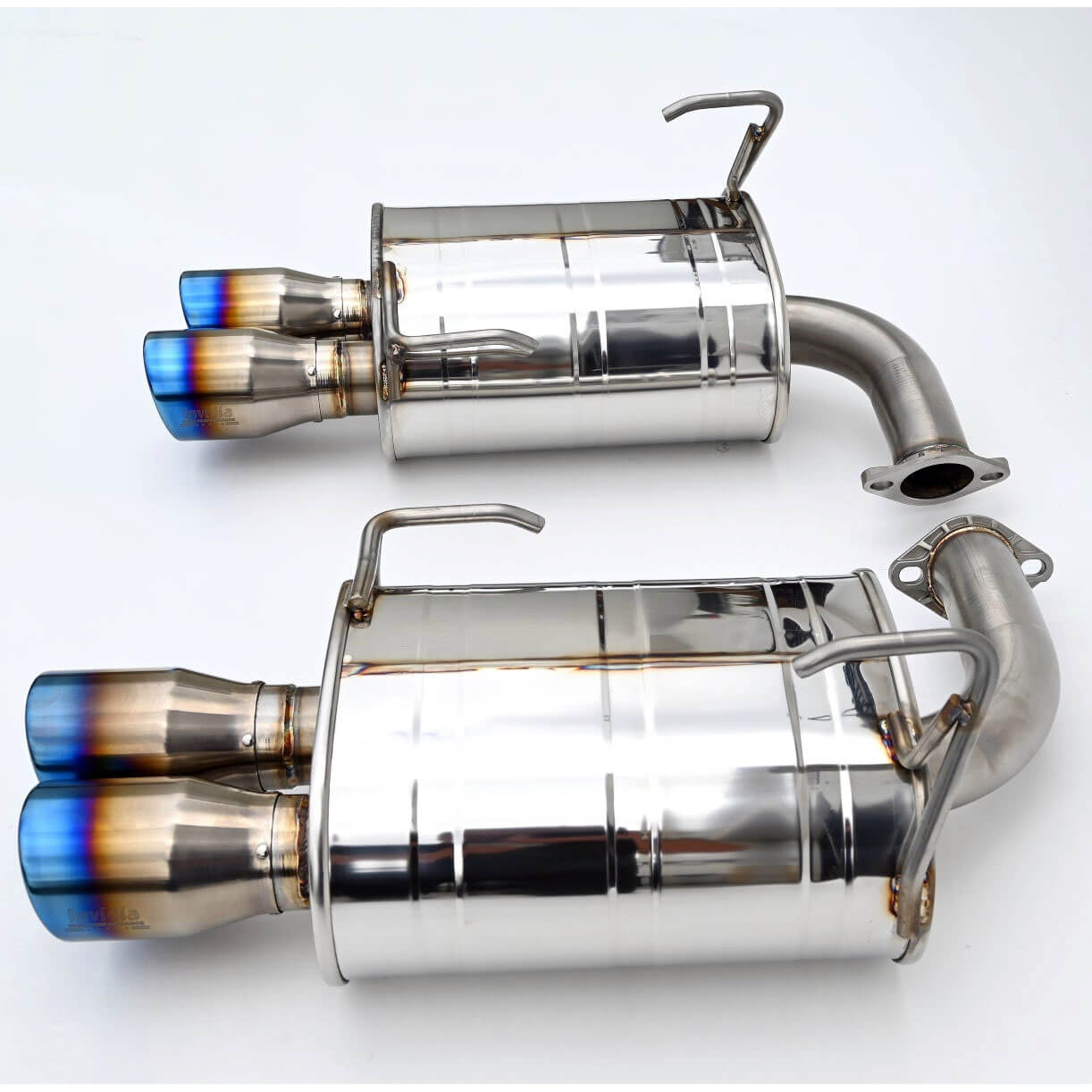 Invidia Q300 Axle-Back Exhaust System w/ Rolled 89mm Ti Tips, 2022-2026 WRX - Angle 2