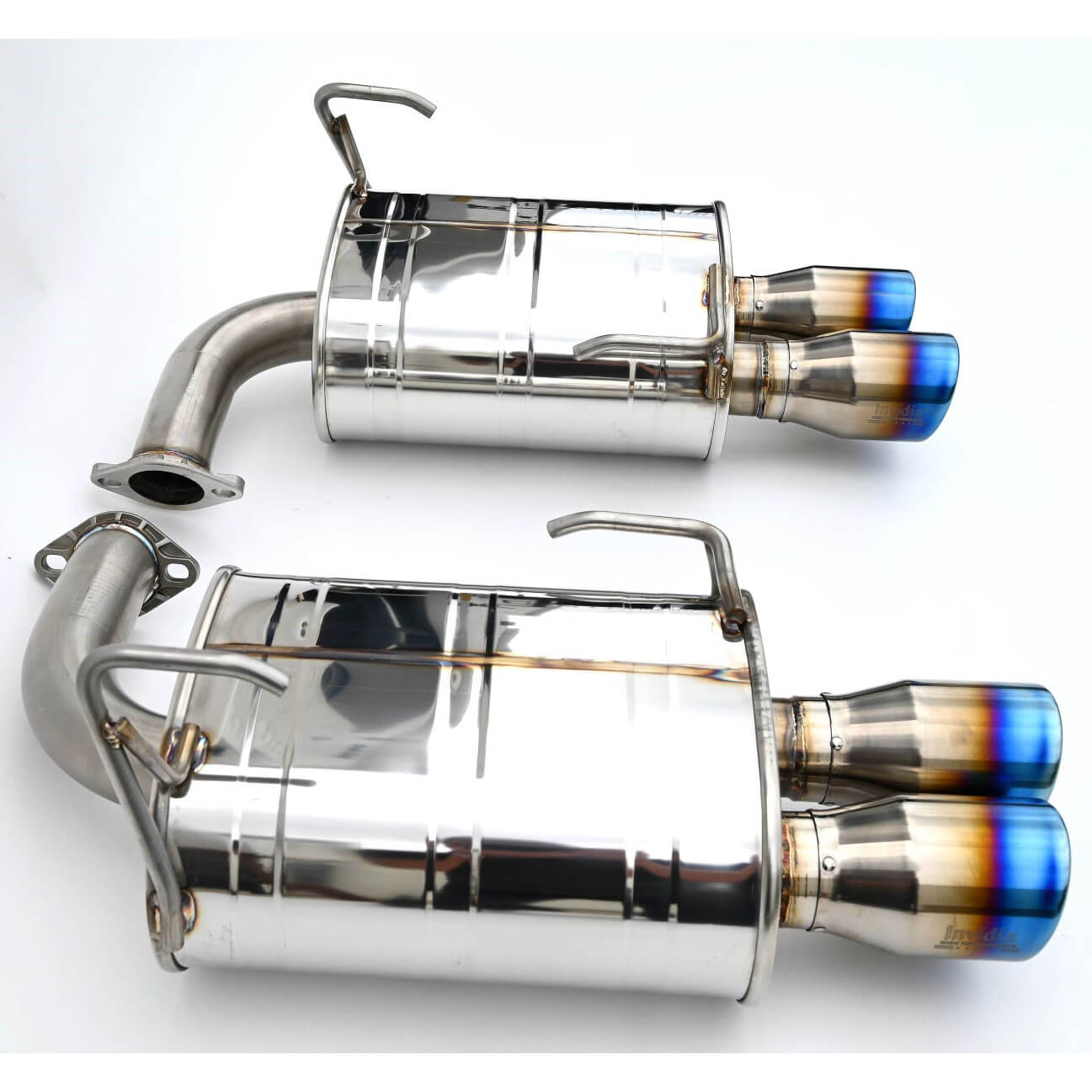 Invidia Q300 Axle-Back Exhaust System w/ Rolled 89mm Ti Tips, 2022-2026 WRX - Angle 3