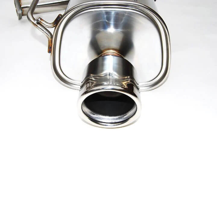 Invidia Q300 Cat-Back Dual Exhaust w/ Rolled 110mm SS Tips, 2008-2010 WRX (Sedan) - Angle 3