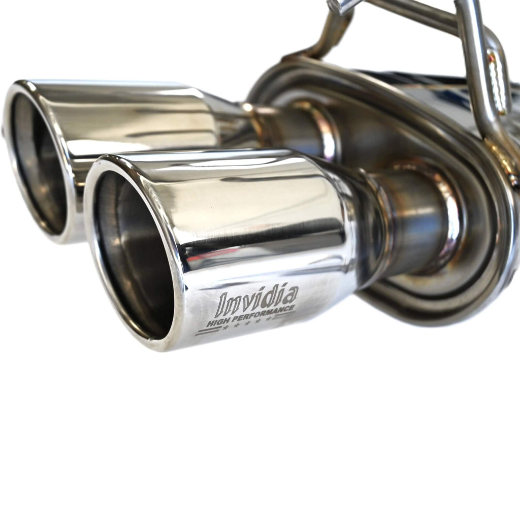 Invidia Q300 Cat-Back Exhaust System w/ Dual Rolled 110mm SS Tips, 2023-2025 GR Corolla - Angle 3