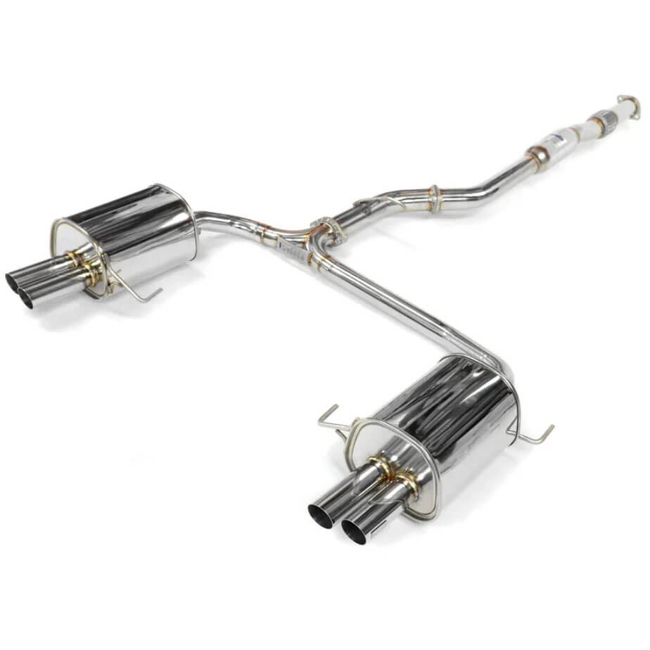 Invidia Q300 Cat-Back Exhaust System w/ Quad 60mm SS Tips, 2005-2009 Legacy GT - Angle 2