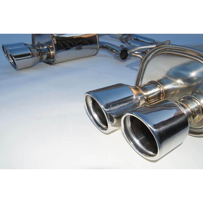 Invidia Q300 Cat-Back Exhaust System w/ Quad Rolled 110mm SS Tips, 2011-2014 WRX & STi (Sedan) - Angle 2