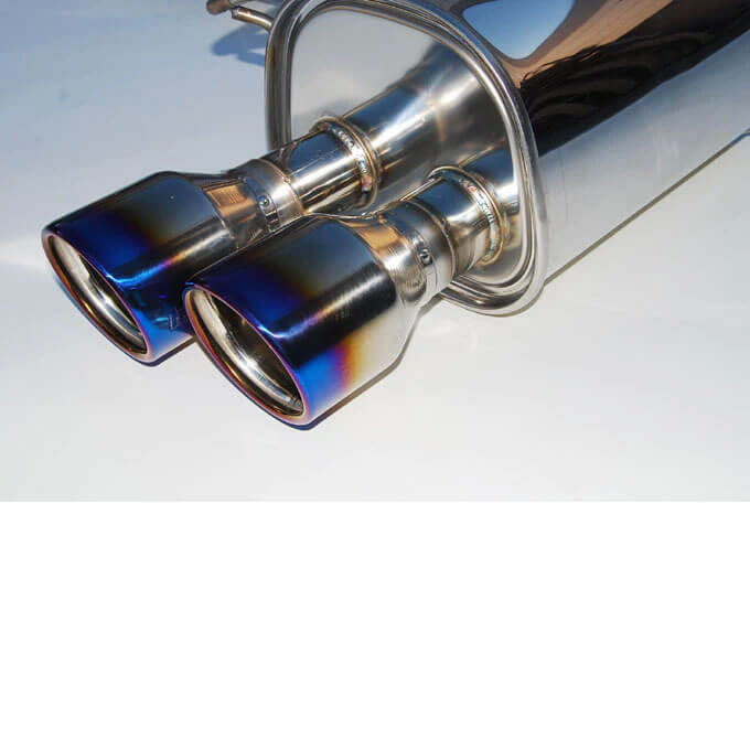 Invidia Q300 Cat-Back Exhaust System w/ Quad Rolled 110mm Ti Tips, 2011-2014 WRX & STi (Sedan) - Angle 2