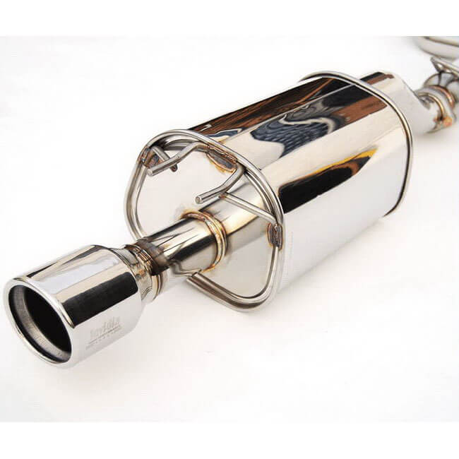 Invidia Q300 Cat-Back Exhaust System w/ Rolled 110mm SS Tip, 2012-2013 Civic Si Sedan - Angle 2