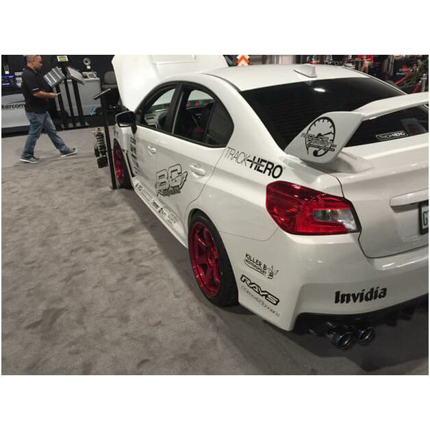 Invidia Q300 Cat-Back Exhaust System w/ Rolled 110mm Ti Tips, 2015-2021 WRX & STi - Angle 3