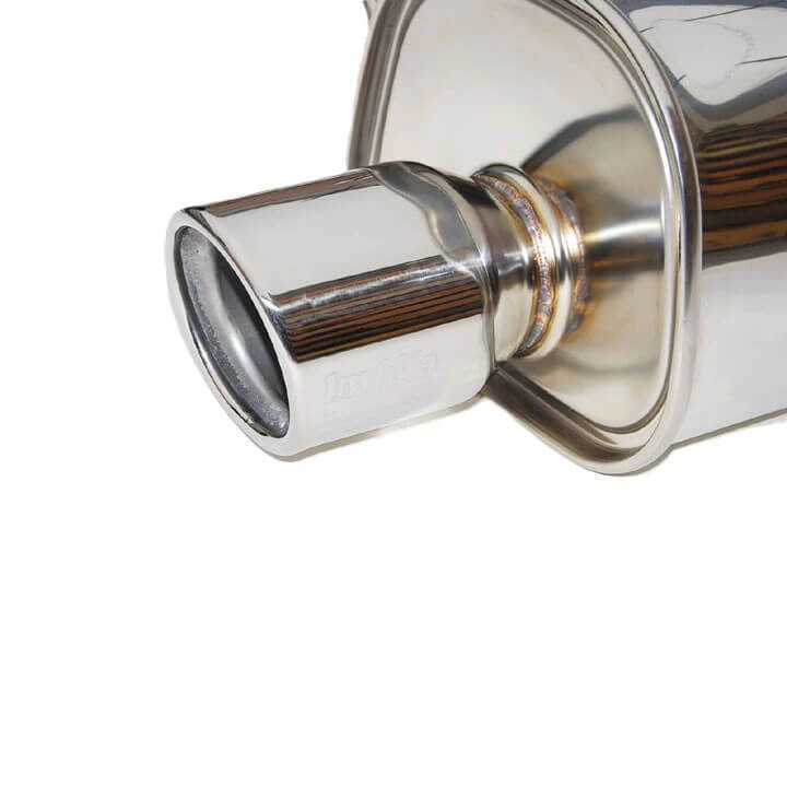 Invidia Q300 Cat-Back Exhaust System w/ Single Rolled 110mm SS Tip, 2008-2010 WRX (Sedan) - Angle 2
