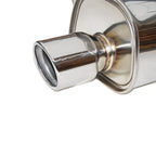 Invidia Q300 Cat-Back Exhaust System w/ Single Rolled 110mm SS Tip, 2008-2010 WRX (Sedan) - Angle 2