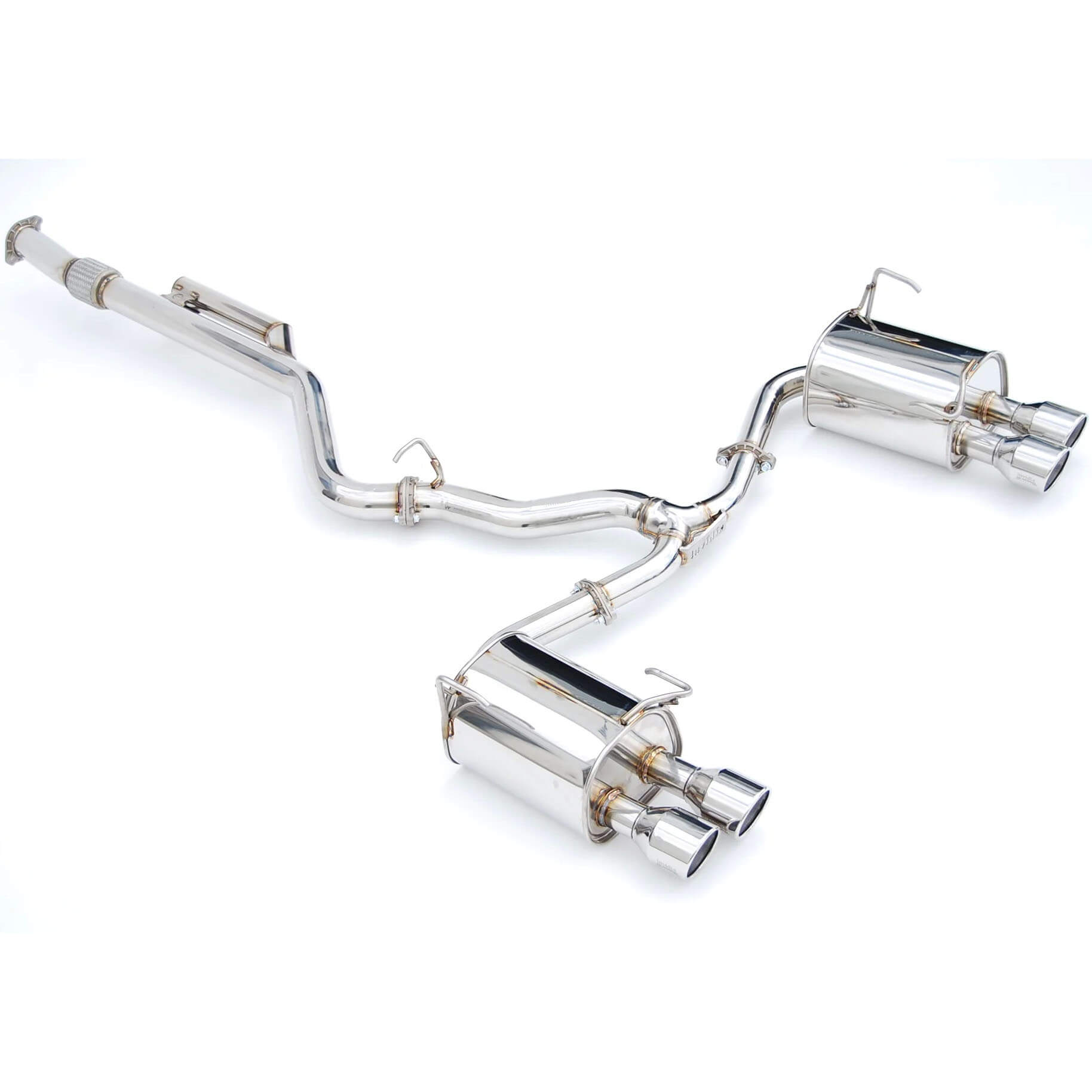 Invidia Q300 Cat-Back Exhaust w/ Quad 110mm SS Tips, 2022-2026 WRX - Angle 2