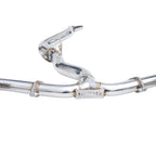 Invidia Q300 Cat-Back Exhaust w/ Quad Burnt 110mm Ti Tips, 2022-2026 WRX - Angle 4