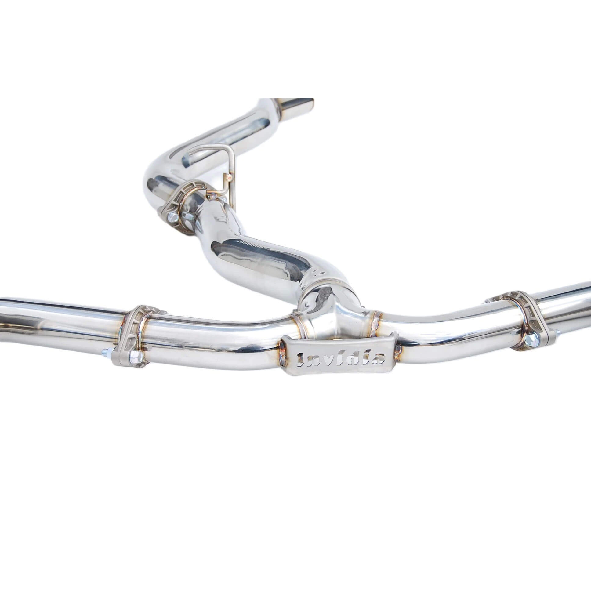 Invidia Q300 Cat-Back Exhaust w/ Quad Burnt 110mm Ti Tips, 2022-2026 WRX - Angle 4