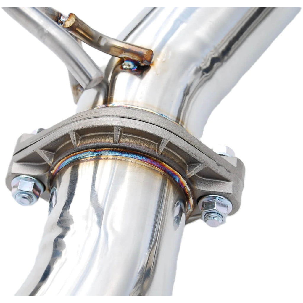 Invidia Q300 Cat-Back Exhaust w/ Quad Burnt 110mm Ti Tips, 2022-2026 WRX - Angle 5