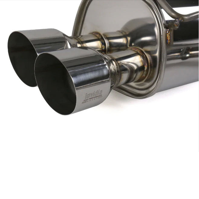Invidia Q300 Cat-Back Exhaust w/ Quad Single-Layer 101mm SS Tips, 2015-2021 STi & 2015-2021 WRX - Angle 2