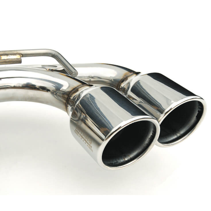 Invidia Q300 Quad Tip Cat-Back Exhaust w/ Rolled 110mm SS Tips, 2008-2014 STi & 2011-2014 WRX (Hatch) - Angle 3
